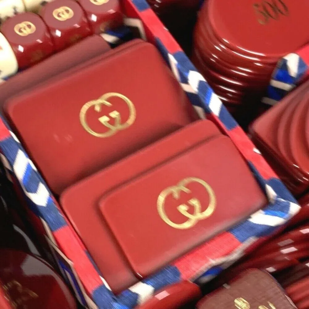 GUCCI 662474 playing cards chips Geometric G Briefcase Poker Set Dice Unused